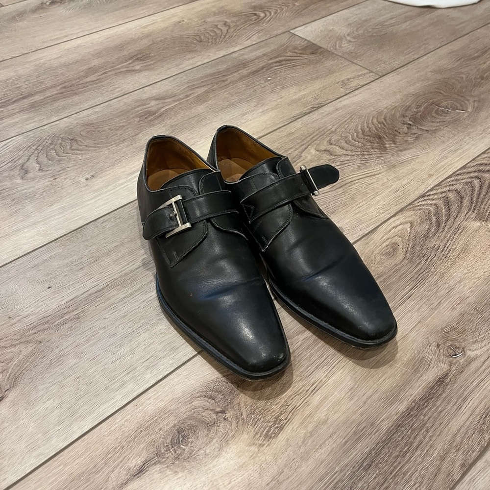 Magnanni Marco Black Single Monk Strap Dress Shoes Size 8